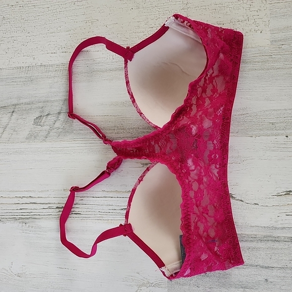 Aerie bright magenta Barbie pink lace front closure tback bra Size 32C - Picture 2 of 6